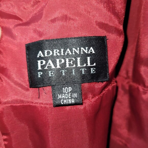 Adrianna‎ Papell Dress Women10P Black Red Sheer Overlay Gothic Romantic Party - Picture 8 of 13